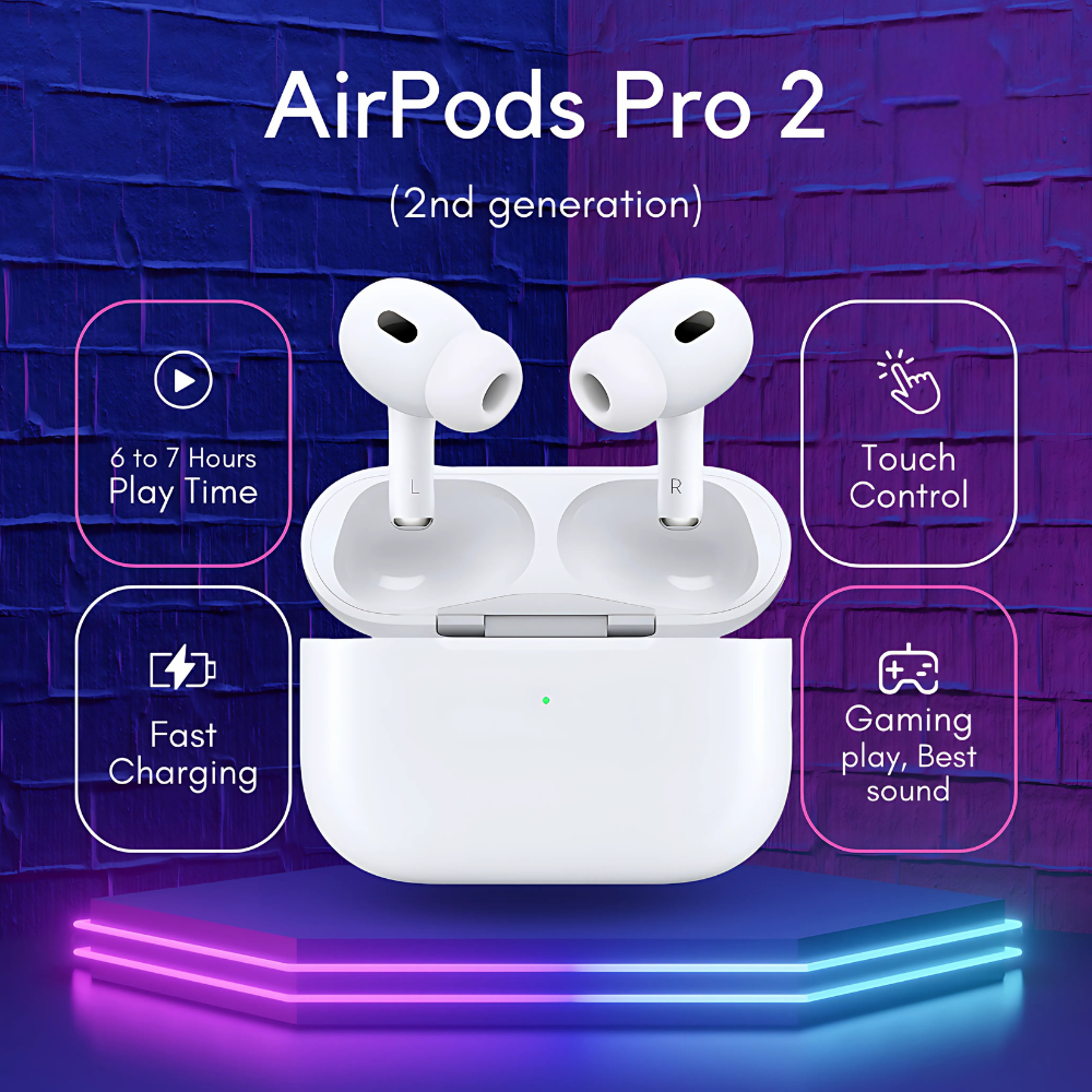 AirPods Pro 2 ANC – Bluetooth 5.3 Wireless Earbuds with Type-C Charging, Active Noise Cancellation, Premium Sound & High Bass | Type C input Charging