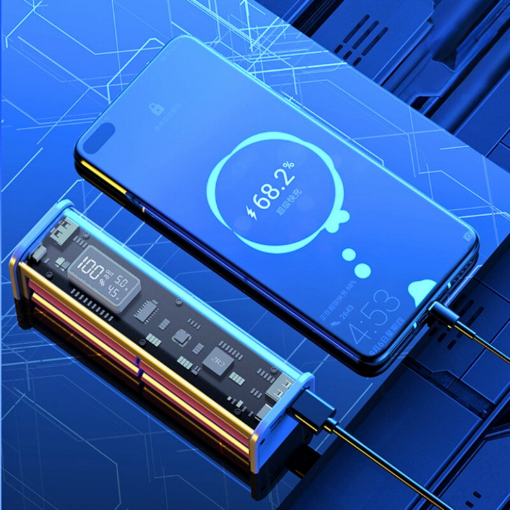 20W PD Fast Charging Power Bank | Transparent Shell | LED Display, 2 USB Ports, Type-C Port | 8*18650 Batteries for Reliable Performance. - Image 5