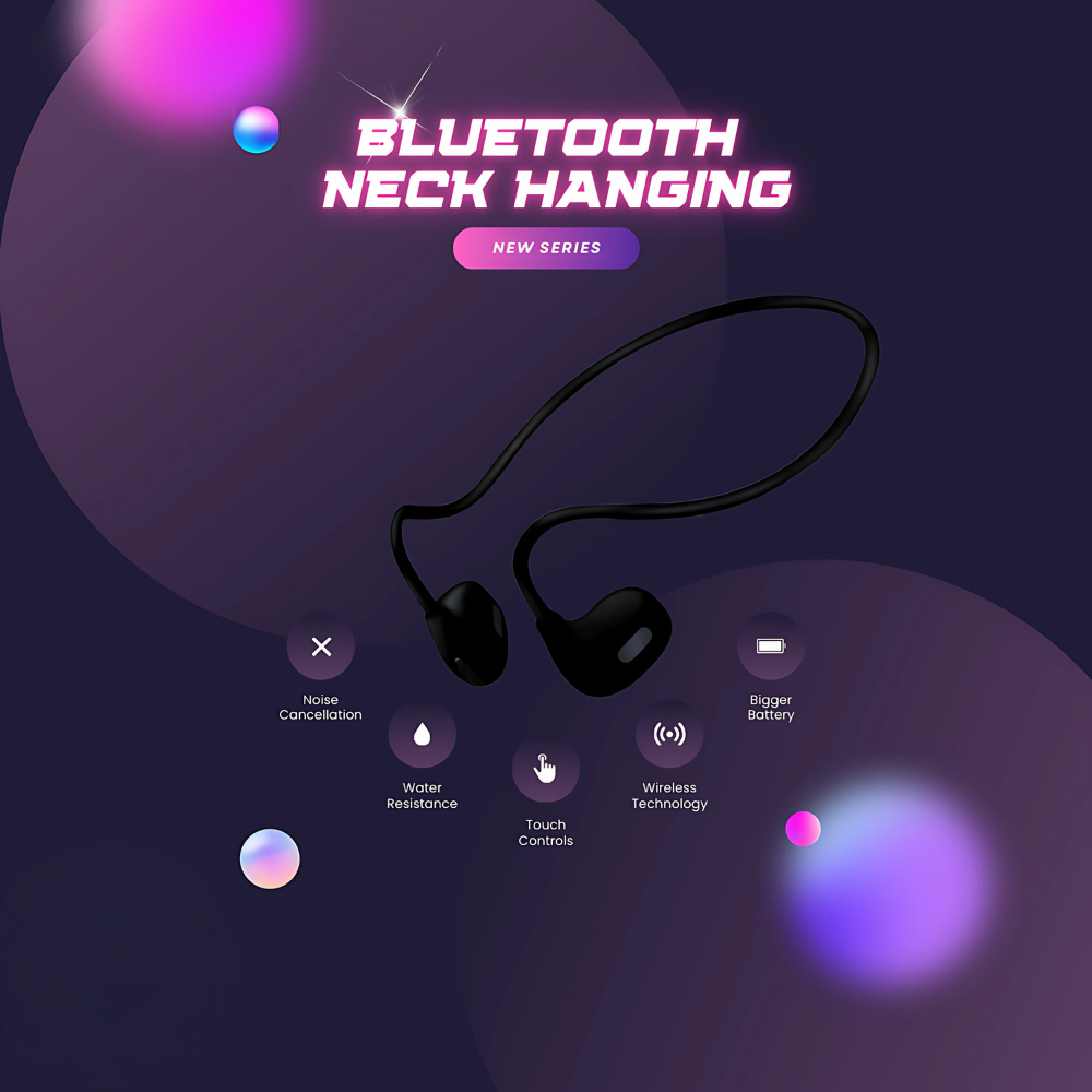 PRO Air V5.3+ EDR Bluetooth Neckband Earphones | Noise-Canceling Mic, Stereo Sound, Type-C Charging | Sports, Gym, Driving – Black & White - Image 2