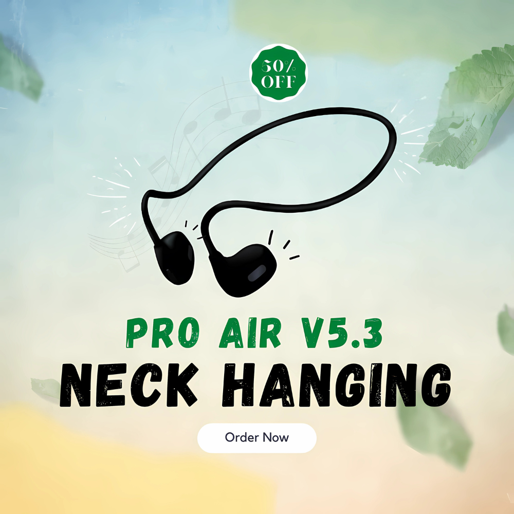 PRO Air V5.3+ EDR Bluetooth Neckband Earphones | Noise-Canceling Mic, Stereo Sound, Type-C Charging | Sports, Gym, Driving – Black & White