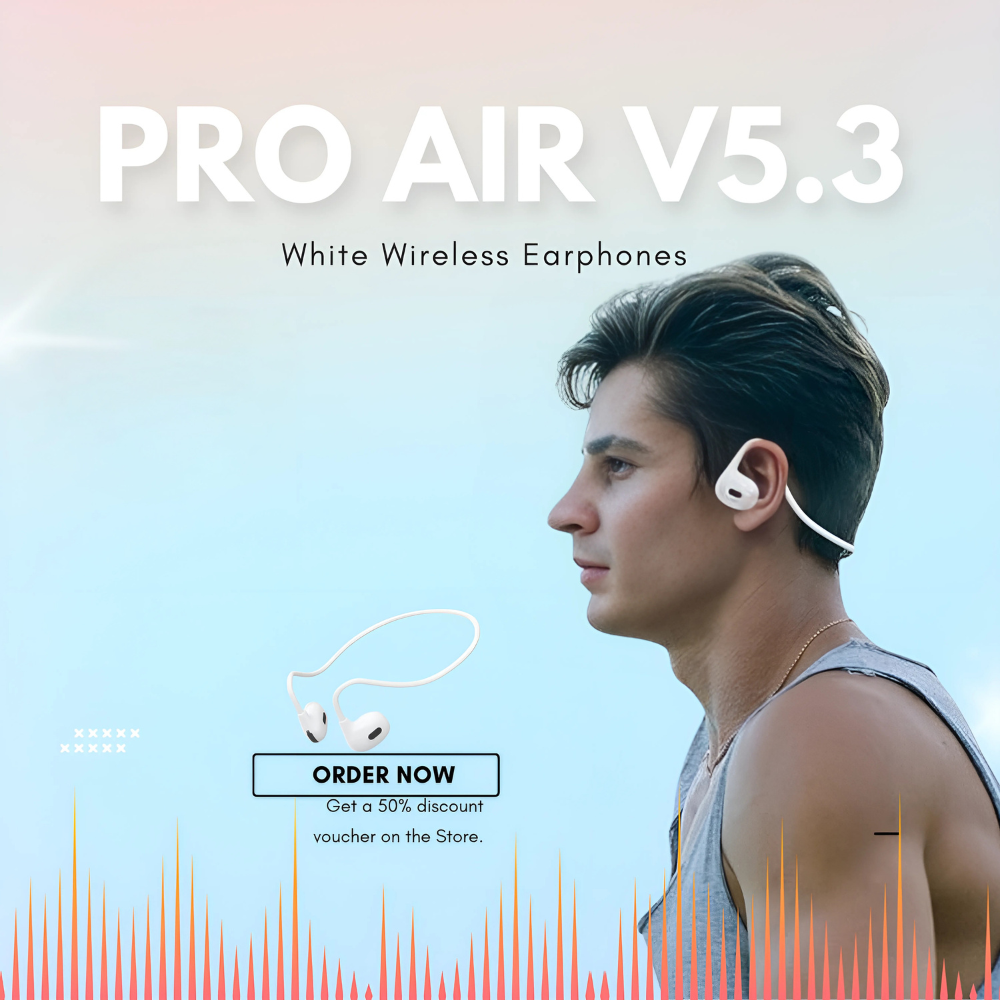 PRO Air V5.3+ EDR Bluetooth Neckband Earphones | Noise-Canceling Mic, Stereo Sound, Type-C Charging | Sports, Gym, Driving – Black & White - Image 7